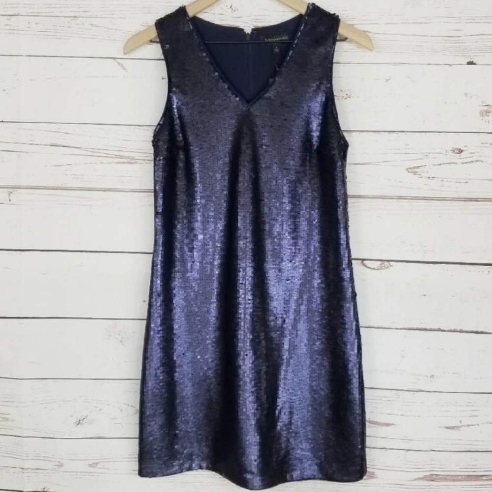 Banana Republic Shimmering Sequin Mini Dress in Navy Blue No Tag